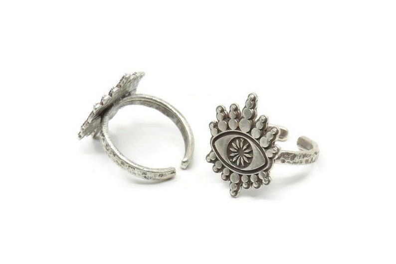 Silver Eye Ring, Antique Silver Plated Brass Eye Rings, Adjustable ...