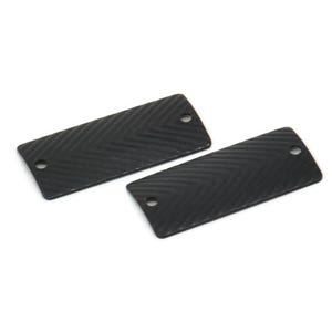 May include: Two black rectangular grip panels with a textured herringbone pattern and a small hole in each.