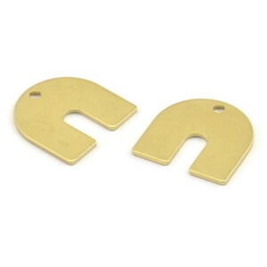 Brass U Shape Charm, 24 Raw Brass U Shaped Charms With 1 Hole, Blank (15x0.80mm) M329