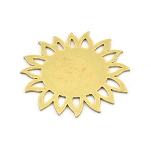 Brass Flower Charm, 4 Raw Brass Sunflower Shaped Charms, Earring Charms (31x29x0.60mm) A3597