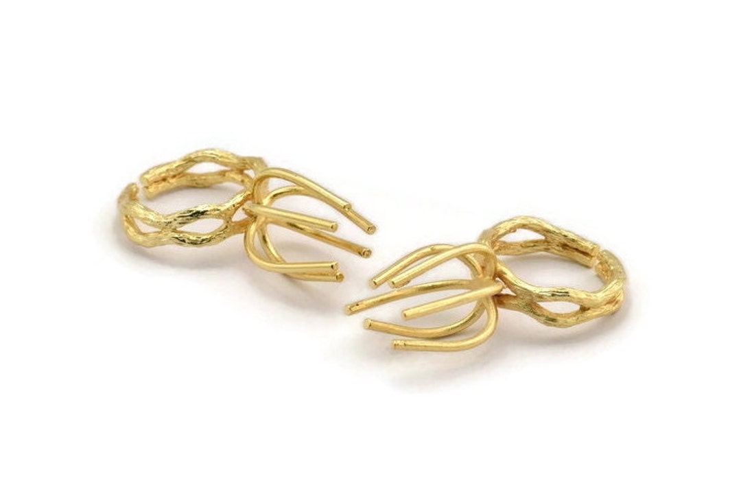 Gold Claw Ring, Gold Plated Brass Adjustable Ring With 6 Claw for ...