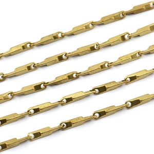 Bar Chain, Link Chain, 1 M Raw Brass Bar Chain (12x2.5mm) BS 1015