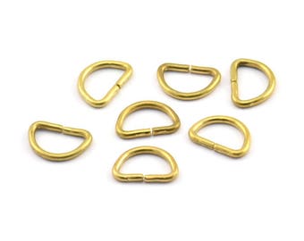 10mm Circle Jump Ring - 50 Raw Brass Semi Circle Connectors Jump Rings (10x7mm) Brs 522 L010