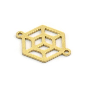 Brass Hexagon Connector, 12 Raw Brass Hexagon Shaped Connectors With 2 Loops, Earring Findings, Geometric Connectors (17x12x0.60mm) SMP0198