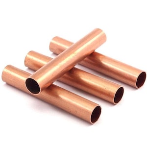 Copper Tube Beads - 5 Raw Copper Tube Beads (60x10mm) Hole Size 9mm Brc274--d0482