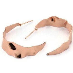 Rose Gold Earring, 2 Rose Gold Plated Brass Horn Stud Earrings, Findings (30x11x0.50mm) D1361 A1448 Q0399
