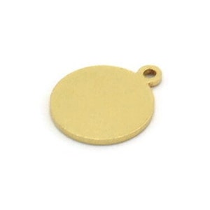 Brass Round Tag, 12 Raw Brass Round Charms With 1 Loop, Stamping Tag (14x12x1mm) A6670