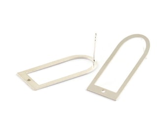 Silver Oval Earring, 2 - 925 Silver Oval Stud Earrings With 1 Hole (30x13x0.60mm) P015