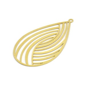 Brass Earring Charm ,10 Raw Brass Textured Drop Earring Charms With 1 Loop Pendants, Findings (52x30mm) E445