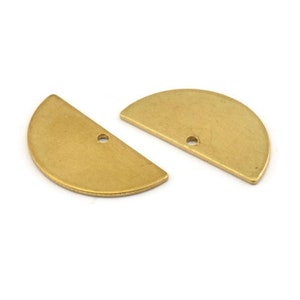 Halbkreis Anhänger, 24 Rohmessing Halbkreis Rohlinge mit 1 Loch (21x10x0.80 mm) BS 1725