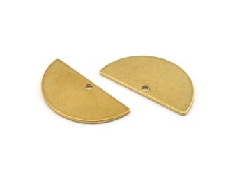 Wisiorek półokrągły, 24 surowe mosiężne półokrągłe półfabrykaty z 1 otworem (21x10x0,80 mm) BS 1725