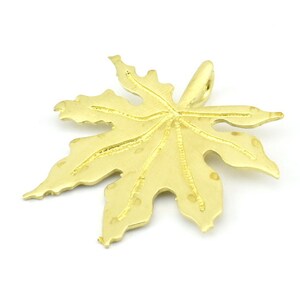 Brass Leaf Pendant, 2 Raw Brass Leaf Pendants With 1 Loop, Charms, Earrings, Findings (37x1mm) V114