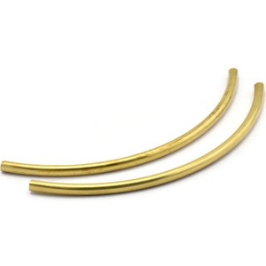 Curved Tube Beads - 8 Raw Brass Curved Tubes (5x130mm) Bs 1629