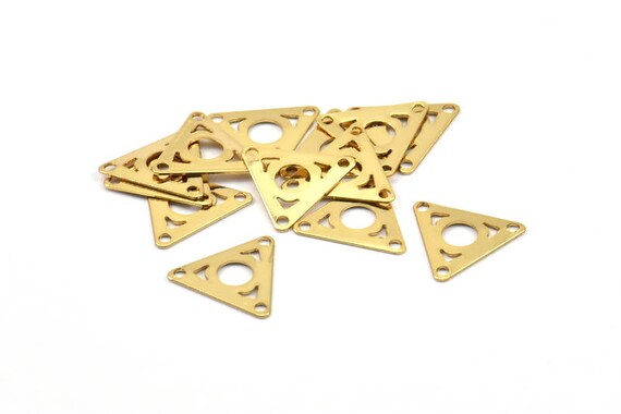 Gold Triangle Connector, 25 Gold Plated Triangle With 3 Holes
