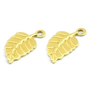 Brass Leaf Charm, 50 Raw Brass Leaf Charms, Findings (15x7mm) Brs 112 A0615