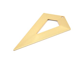 Gold Necklace Triangle, 3 Gold Plated Brass Triangle Charms with 1 holes (54x29x0.60mm) U014 Q0354