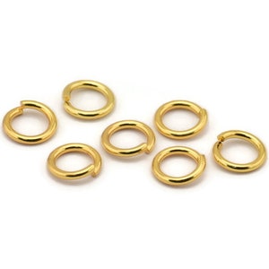 10mm Jump Rings, 12 Gold Plated Brass Jump Rings (10x1.5mm) D0231 Q0459