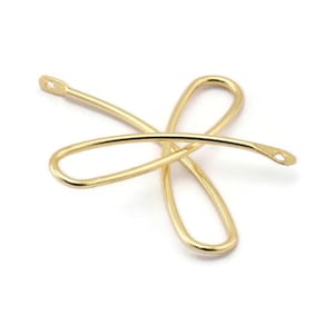 Gold Banddraht Anhänger, 2 Vergoldete Messing Band Draht Anhänger mit 2 Löchern, Verbinder (40x1.2 mm) E361