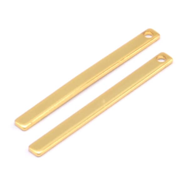 Tiny Bar Pendant, 10 Gold Plated Brass Necklace Bars With 1 Hole (30x2.5x0.80mm) E390