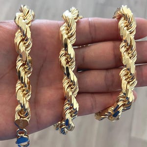 11mm Rope 14k Gold Vermeil Chain Necklace Durable Thick Heavy Solid not Hollow