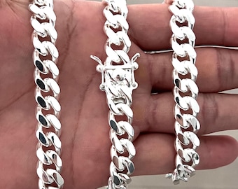 スターリングシルバー マイアミ キューバンチェーンブレスレット：6 mm