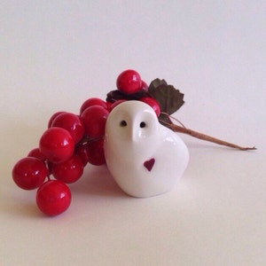 Owl, Snow Owl, Heart, Porcelain Owl, holiday, Valentine, ornament, by CreationM