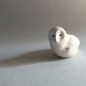 Snow Owl with Silver Heart