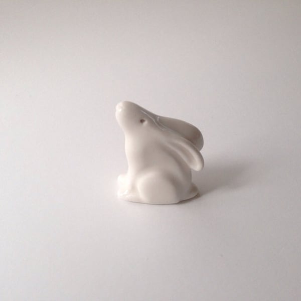 Rabbit, Bunny rabbit, Porcelain Rabbit, Rabbit looking at the moon, clay animal, Chinese New Year,  year of the rabbit by Pazu ceramic