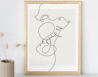 Minimalistischer Linienkunst Print: Romantisches Paar Zeichnung (Digitaler Download)