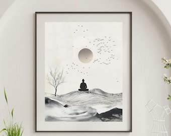 Zen Meditation Kunstdruck: Minimalistische Landschaft, Mindfulness Decor, zen wallart (digitaler Download)