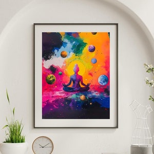 Cosmic Meditation Art Print: Vibrant Spiritual Universe Decor (digital ...