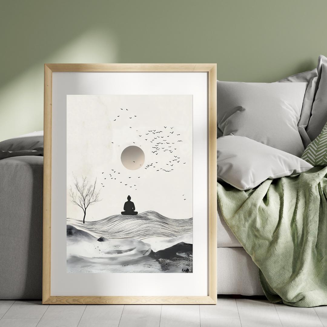 Zen Meditation Art Print: Minimalist Landscape, Mindfulness Decor, Zen ...