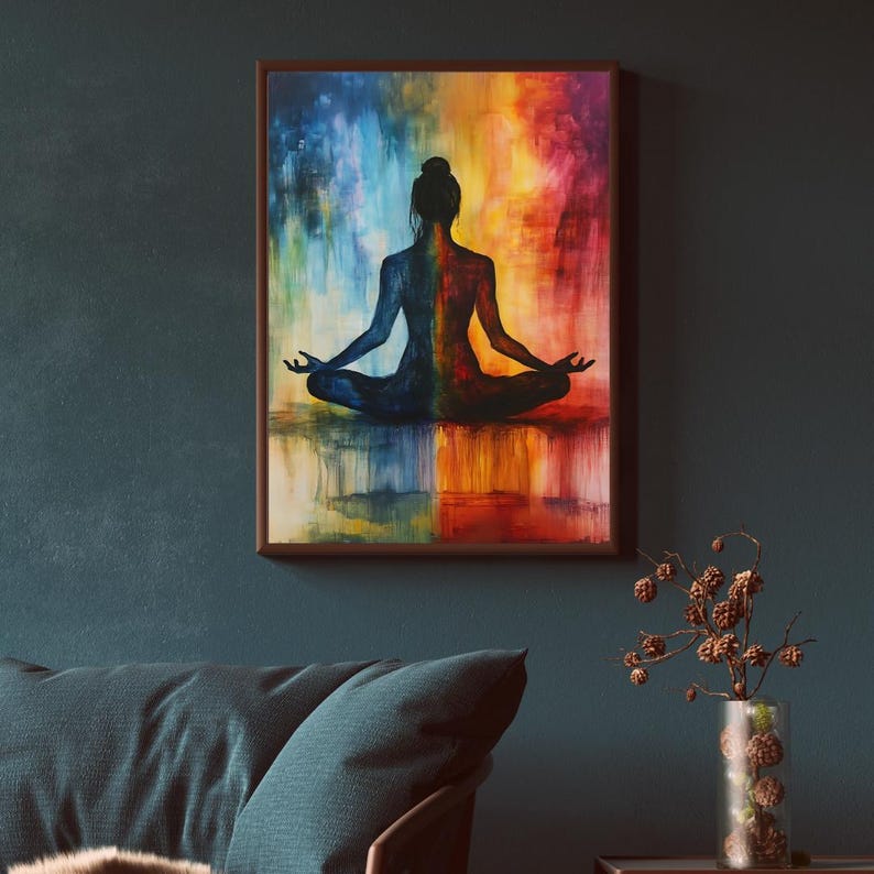 Vibrant Meditation Wall Art - Chakra Balance Digital Poster | Yoga ...