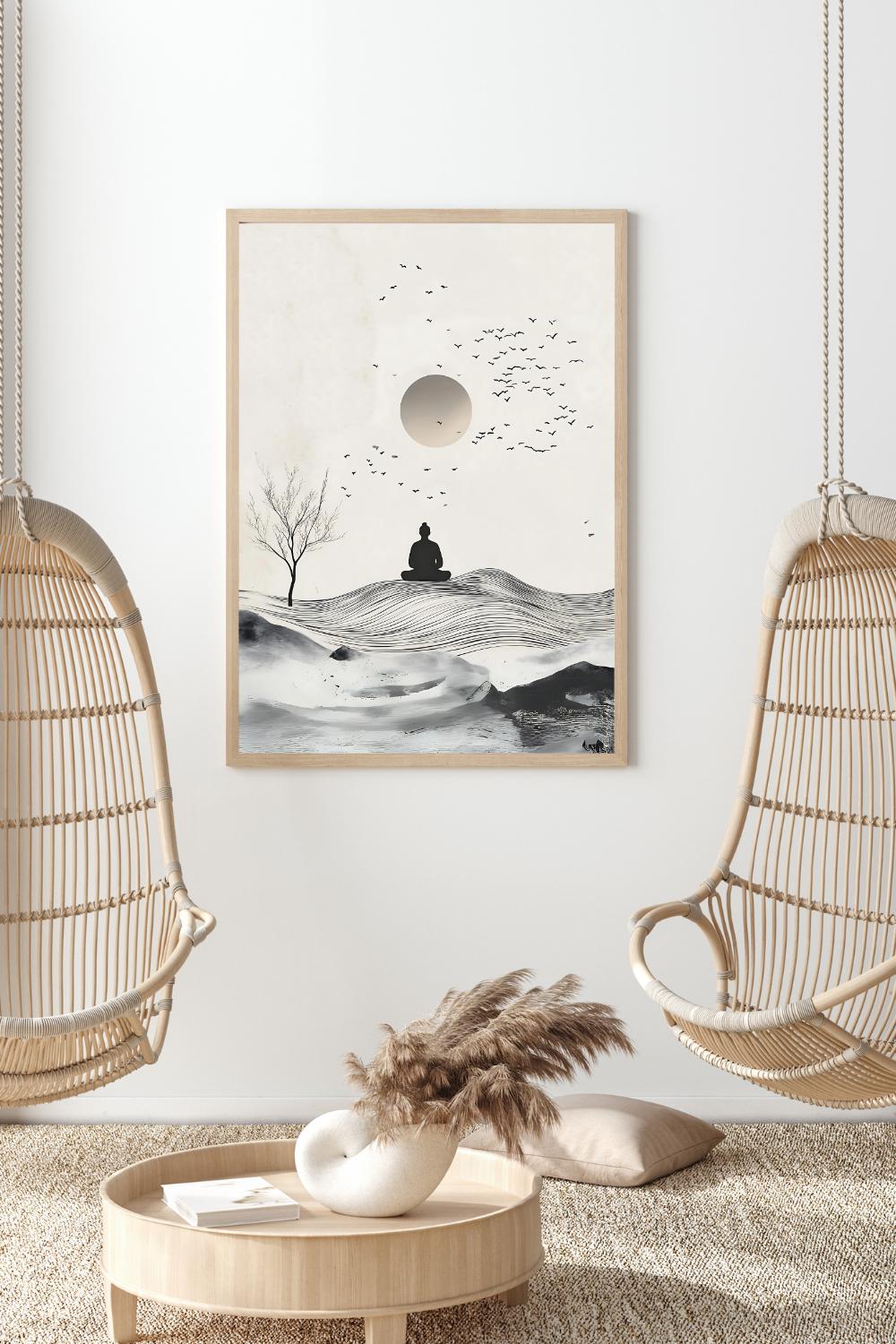 Zen Meditation Art Print: Minimalist Landscape, Mindfulness Decor, Zen ...