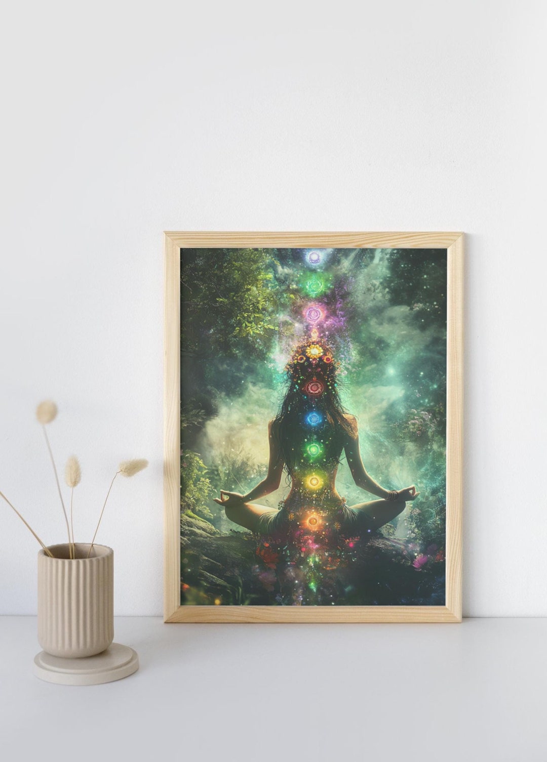 Pixxprint Stampa Su Tela Chakra Elementi Di Energia - 100x70 Cm, Arte Murale Made In Germany, Telaio In Legno Di Pino - 3
