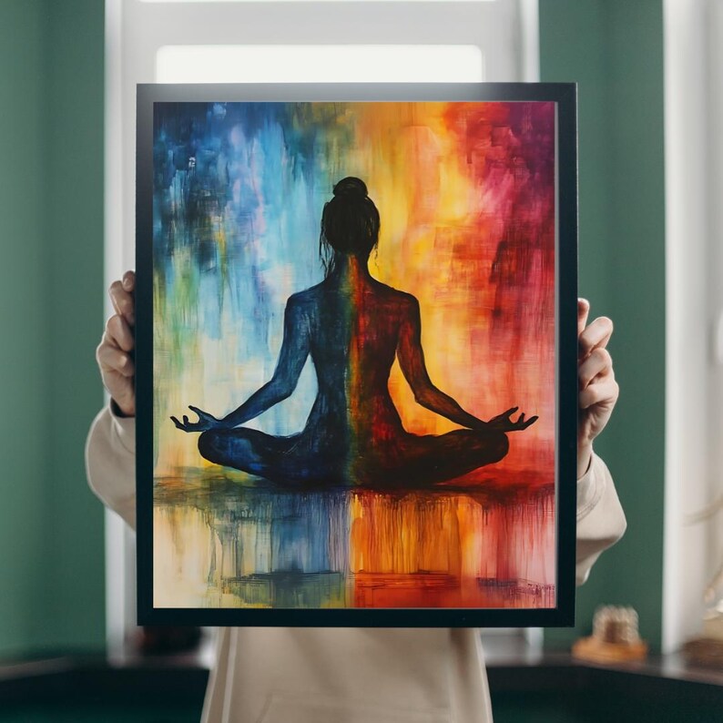 Vibrant Meditation Wall Art - Chakra Balance Digital Poster | Yoga ...