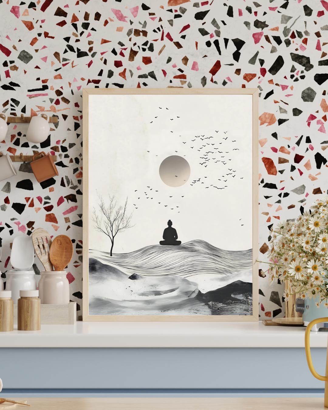 Zen Meditation Art Print: Minimalist Landscape, Mindfulness Decor, Zen ...