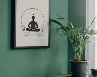 Minimalist Meditation Art Print: Zen Yoga Room Decor (digital