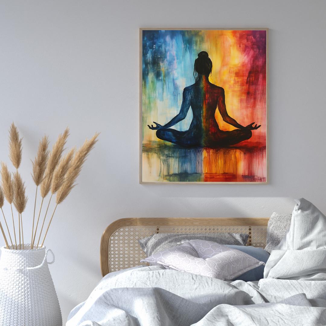 Vibrant Meditation Wall Art - Chakra Balance Digital Poster | Yoga ...