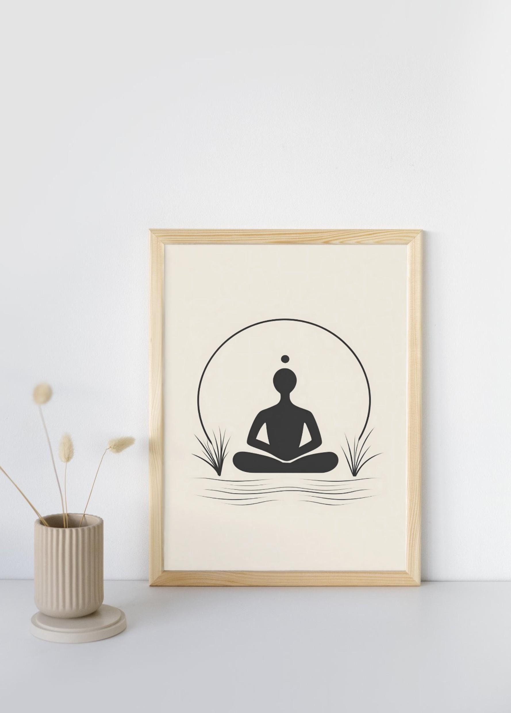 Minimalist Meditation Art Print: Zen Yoga Room Decor (digital