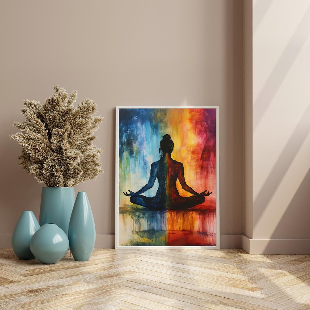 Vibrant Meditation Wall Art - Chakra Balance Digital Poster | Yoga ...