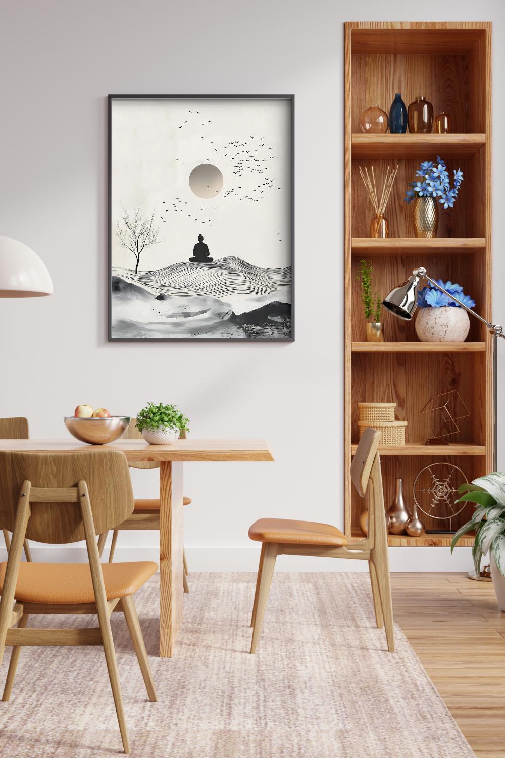 Zen Meditation Art Print: Minimalist Landscape, Mindfulness Decor, Zen ...