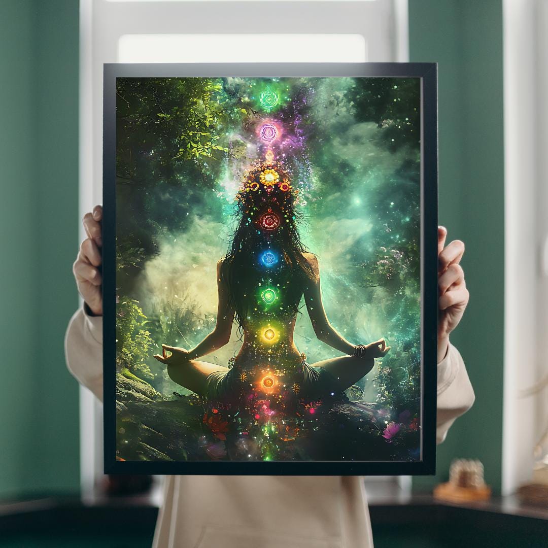 Chakra Energy Meditation Art Print: Spiritual Awakening, Yoga Decor ...