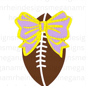 Football With Glitter Bow | Purple And Gold | INSTANT DOWNLOAD