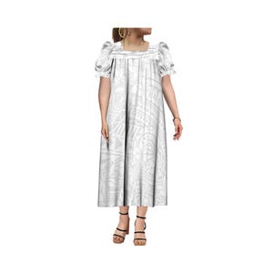 New Arrival Micronesia Mumu Custom Polynesian Hawaii Tribal Print Plus Size Women Puff Sleeve Puffy Dress