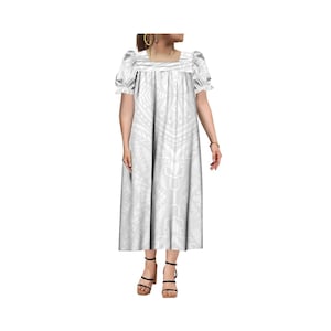Free Shipping Customizable Hawaii Flower Print Micronesian Mumu Dress Vestidos Square Collar Dress Ladies