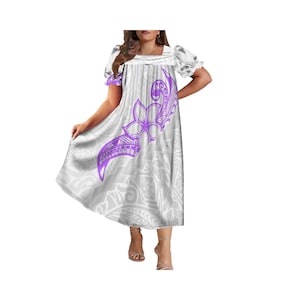 Hot Best Price Wholesale Customized Micronesian Mumu Hem Widened Dress Women Puffy Polynesian Casual Dress