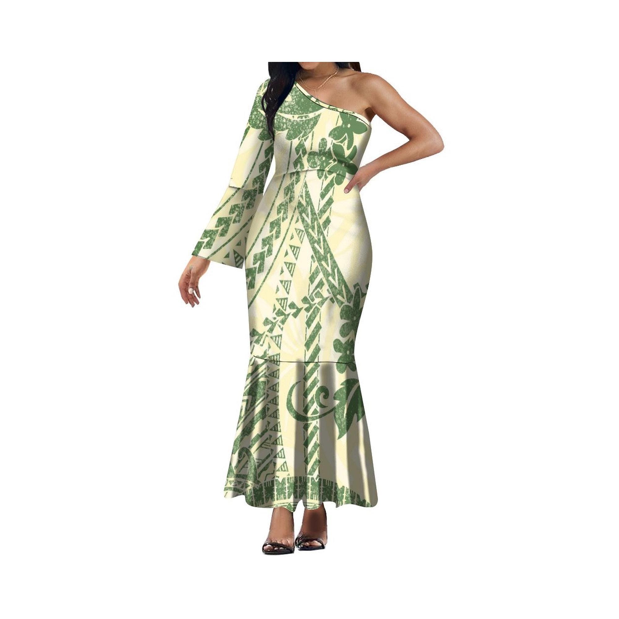One Shoulder Elegant Temperament Dress Fashion Casual Women Dress Full Skirt 2025 Polynesian Party Party Custom Dress