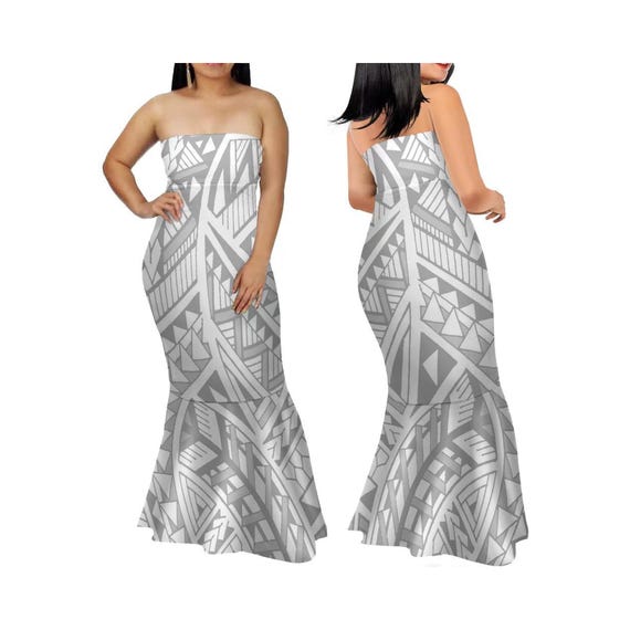 Samoa Polynesian Style Strapless Mermaid Dress Fashion Off Shoulder Print Evening Dress Gowns Samoa Polynesian Style Strapless Mermaid Dress Fashion Off Shoulder Print Evening Dress Gowns