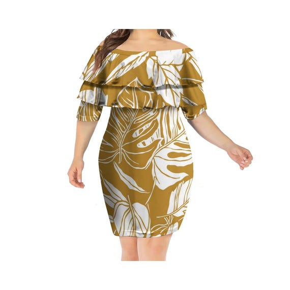 tribal club dress Best Price Custom Club Dress Hawaii Tribal Print Polynesian Shawl Evening  Dress